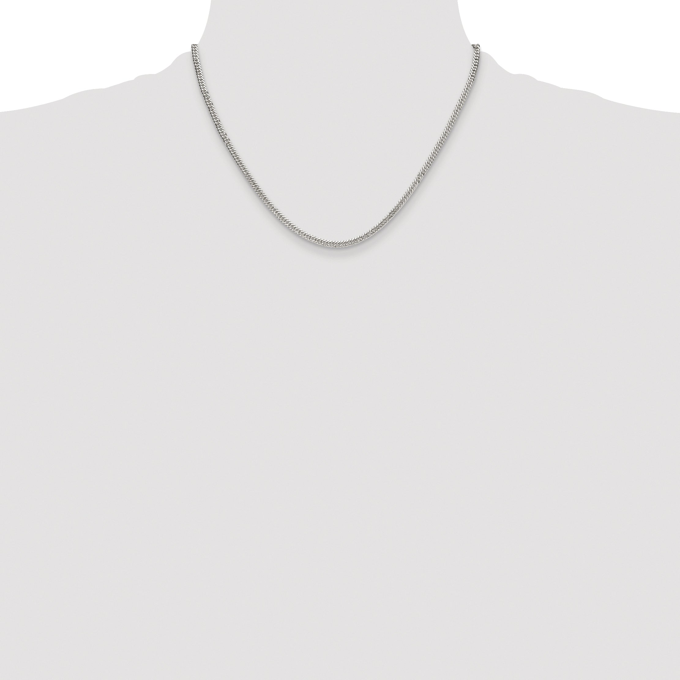 Sterling Silver Rhodium-plated 3.0mm Double Diamond-cut Curb Chain