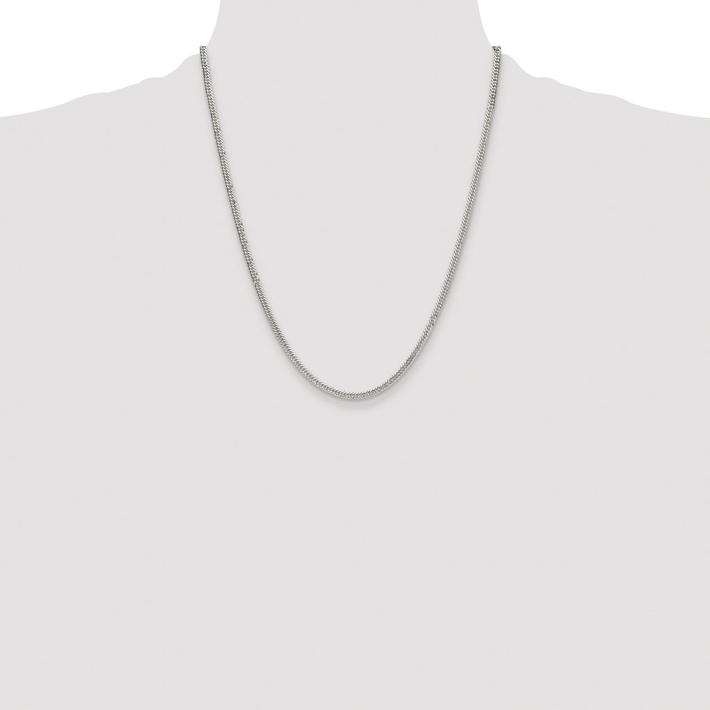 Sterling Silver Rhodium-plated 3.0mm Double Diamond-cut Curb Chain