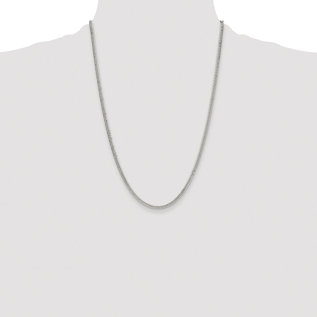 Sterling Silver Rhodium-plated 3.0mm Double Diamond-cut Curb Chain
