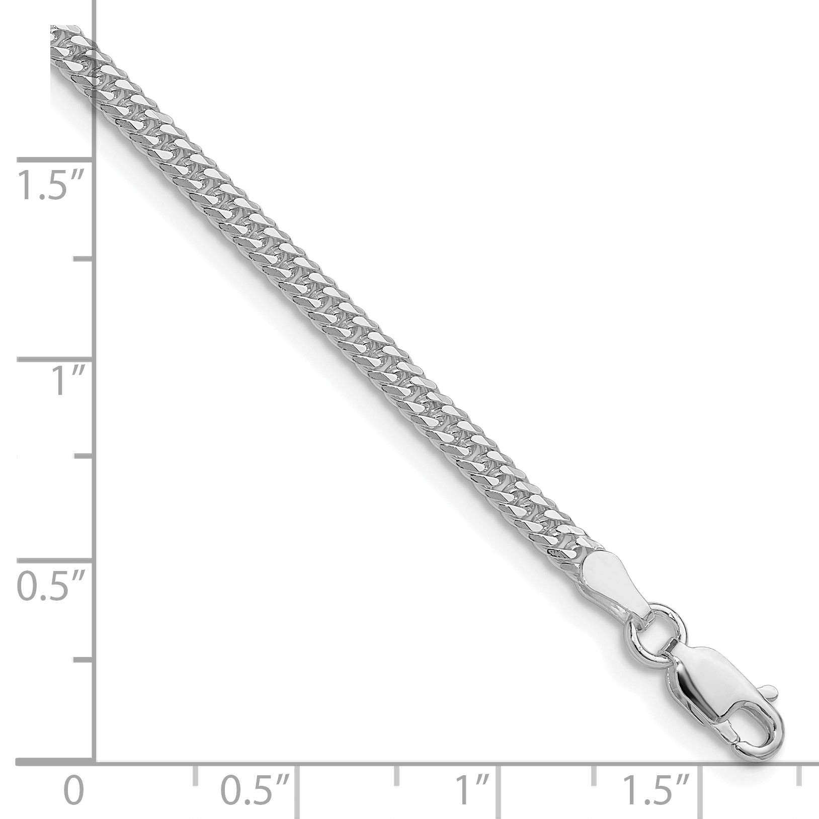 Sterling Silver Rhodium-plated 3.0mm Double Diamond-cut Curb Chain