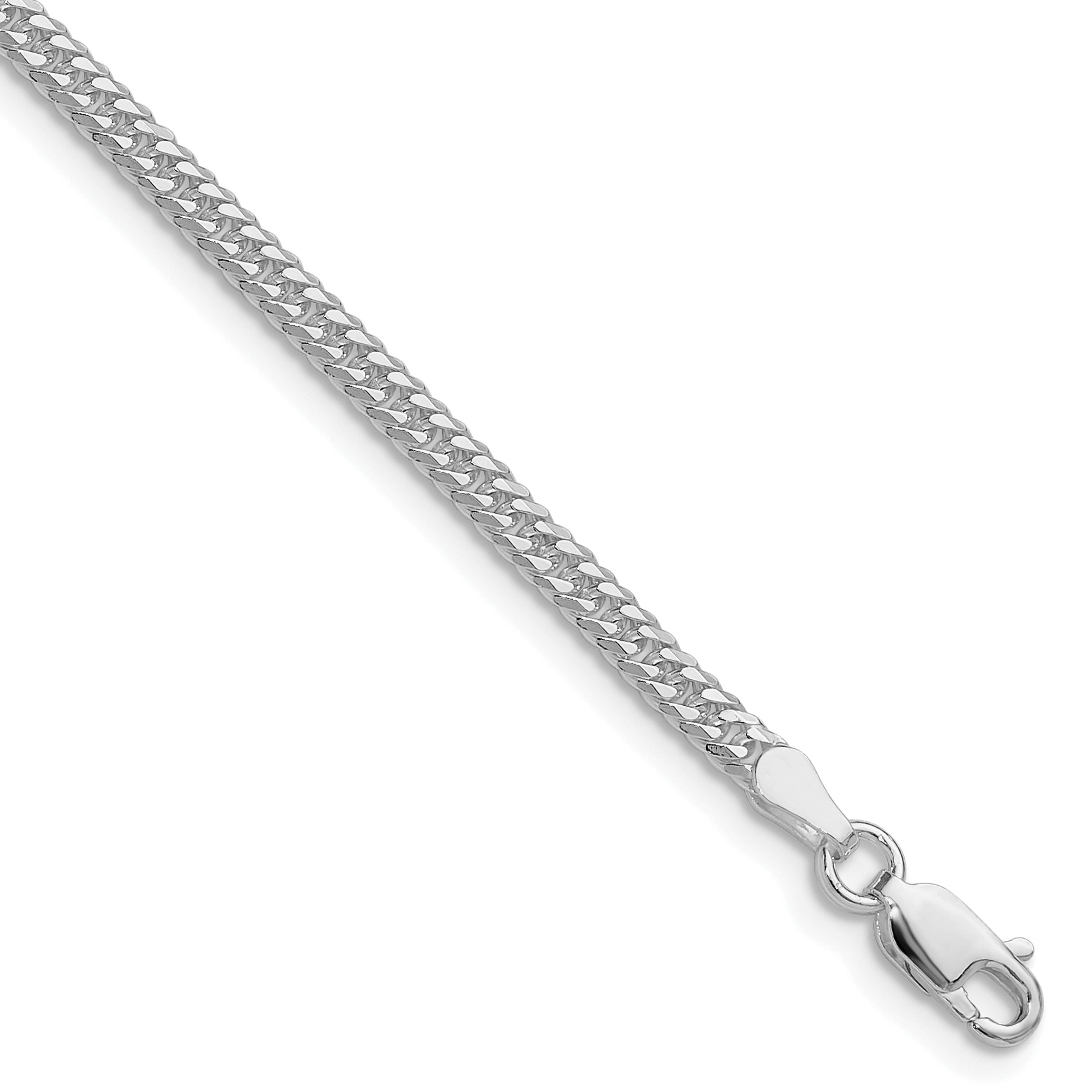 Sterling Silver Rhodium-plated 3.0mm Double Diamond-cut Curb Chain Main image