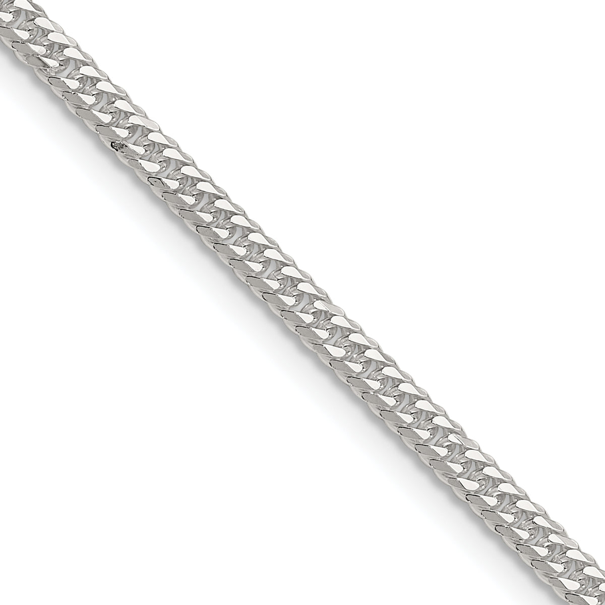 Sterling Silver Polished 3.0mm Double Diamond-cut Curb Chain, 7–24 Inch - Sophia Jewelers