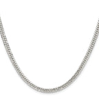 Sterling Silver Rhodium-plated 3.9mm Double Diamond-Cut Curb Chain