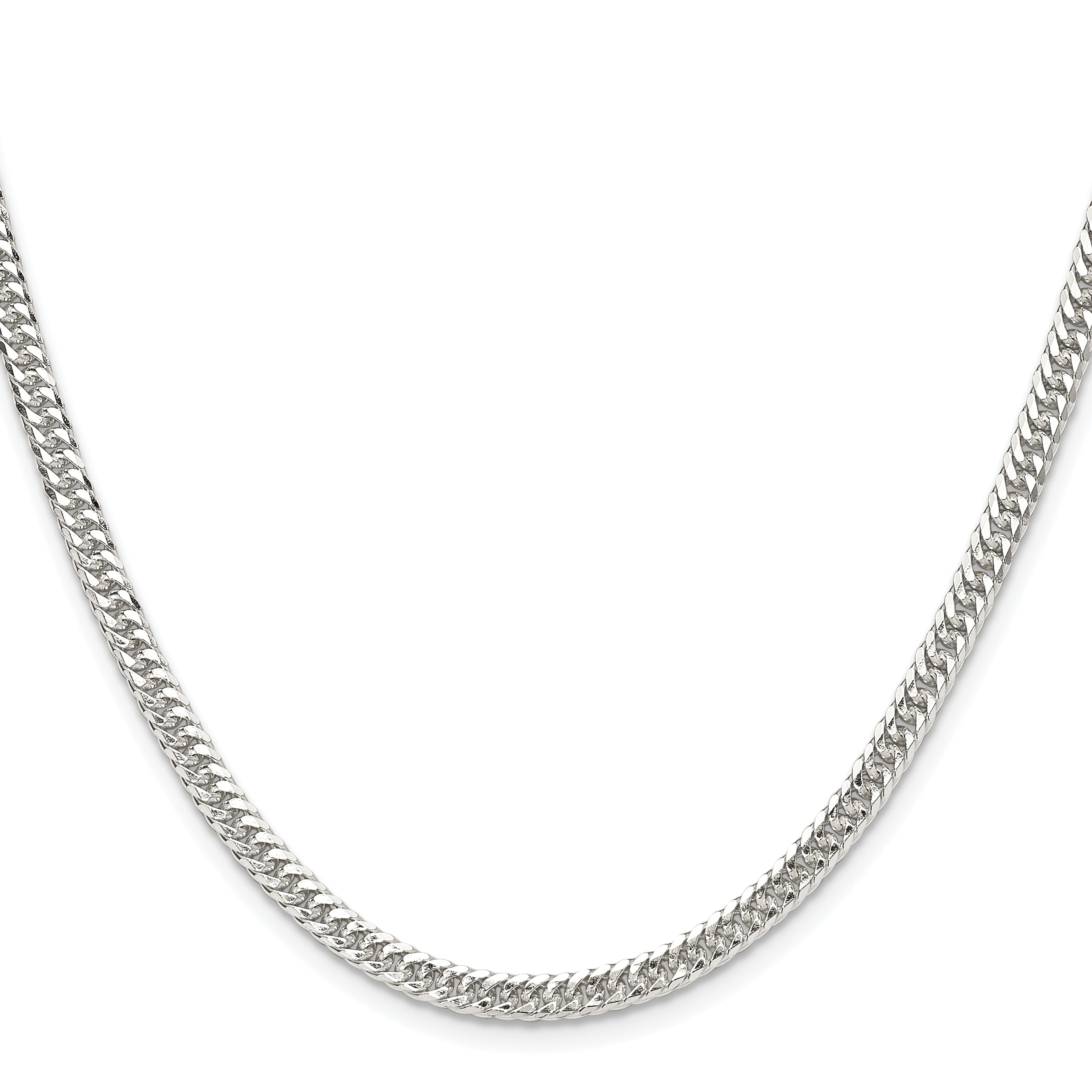Sterling Silver Rhodium-plated 3.9mm Double Diamond-cut Curb Chain