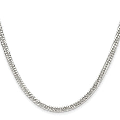Sterling Silver Rhodium-plated 3.9mm Double Diamond-cut Curb Chain