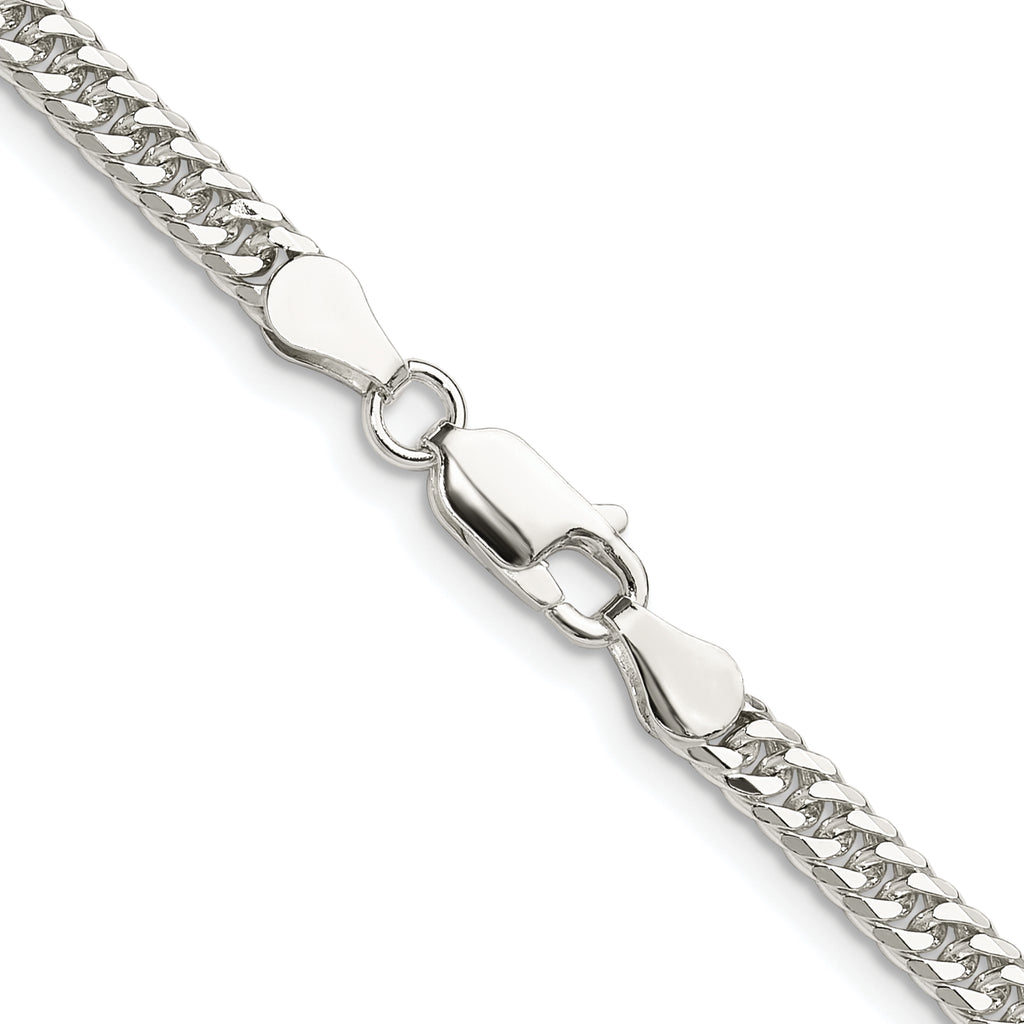 Sterling Silver Rhodium-plated 3.9mm Double Diamond-Cut Curb Chain