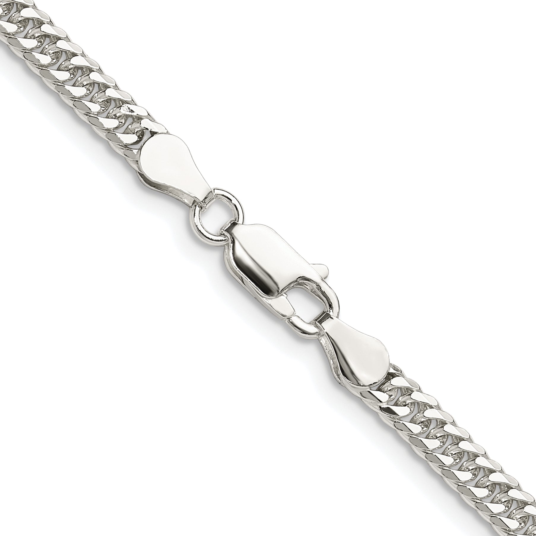 Sterling Silver Rhodium-plated 3.9mm Double Diamond-cut Curb Chain