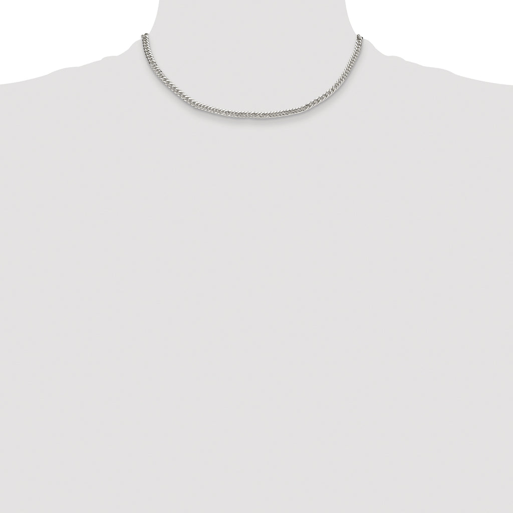 Sterling Silver Rhodium-Plated Diamond-Cut Curb Chain Necklace 3.9mm