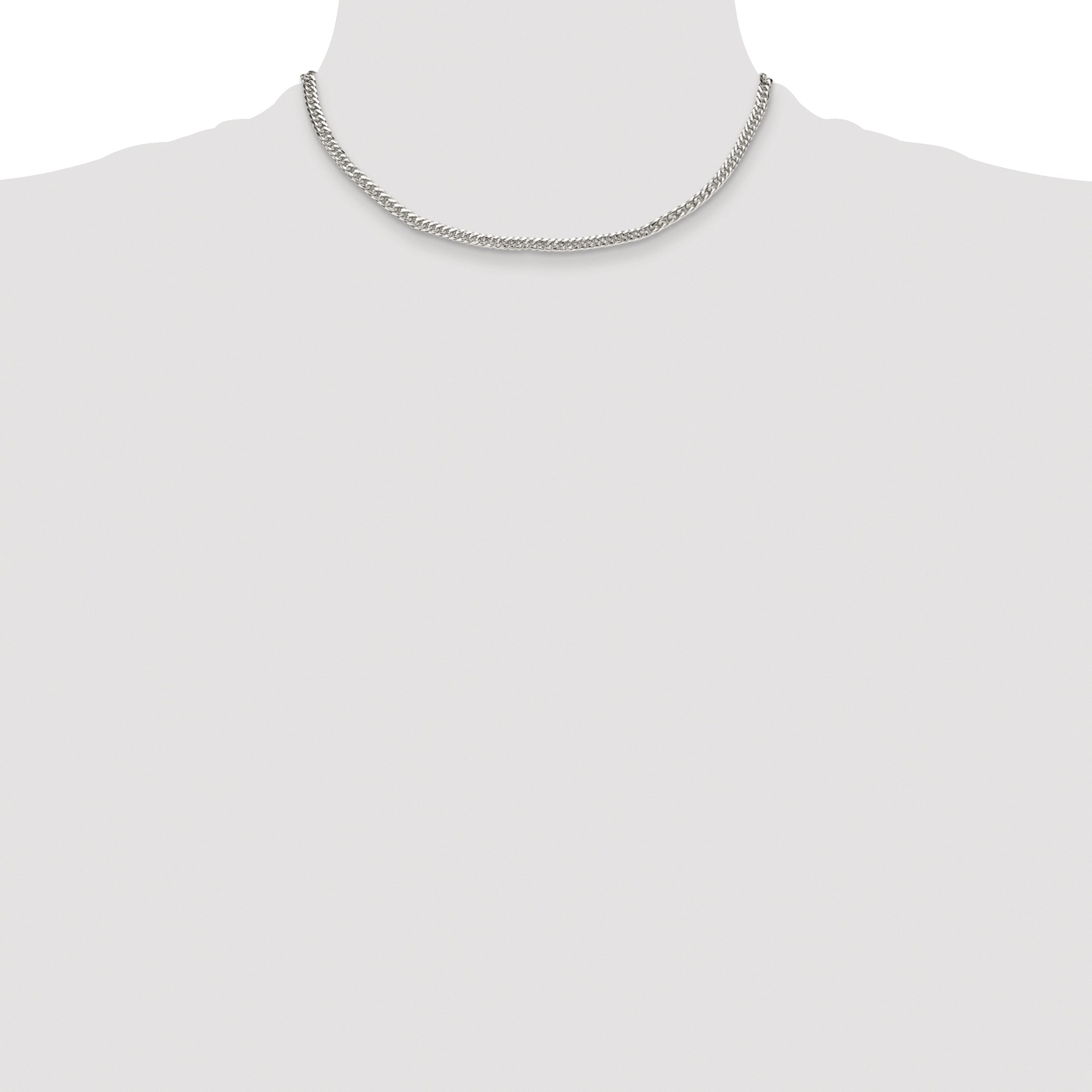 Sterling Silver Rhodium-plated 3.9mm Double Diamond-cut Curb Chain