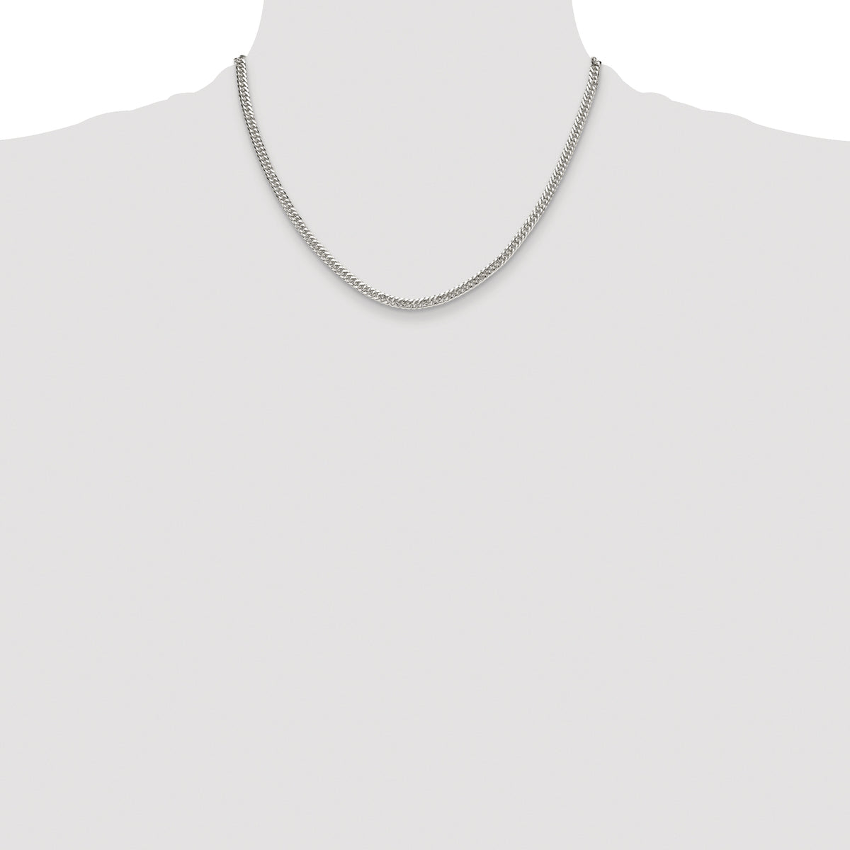 Sterling Silver Rhodium-plated 3.9mm Double Diamond-cut Curb Chain