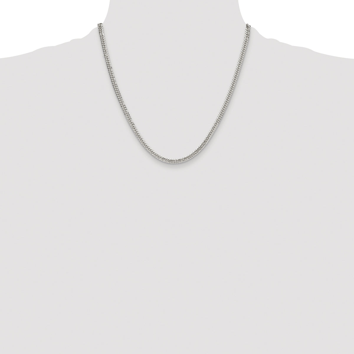 Sterling Silver Rhodium-plated 3.9mm Double Diamond-cut Curb Chain