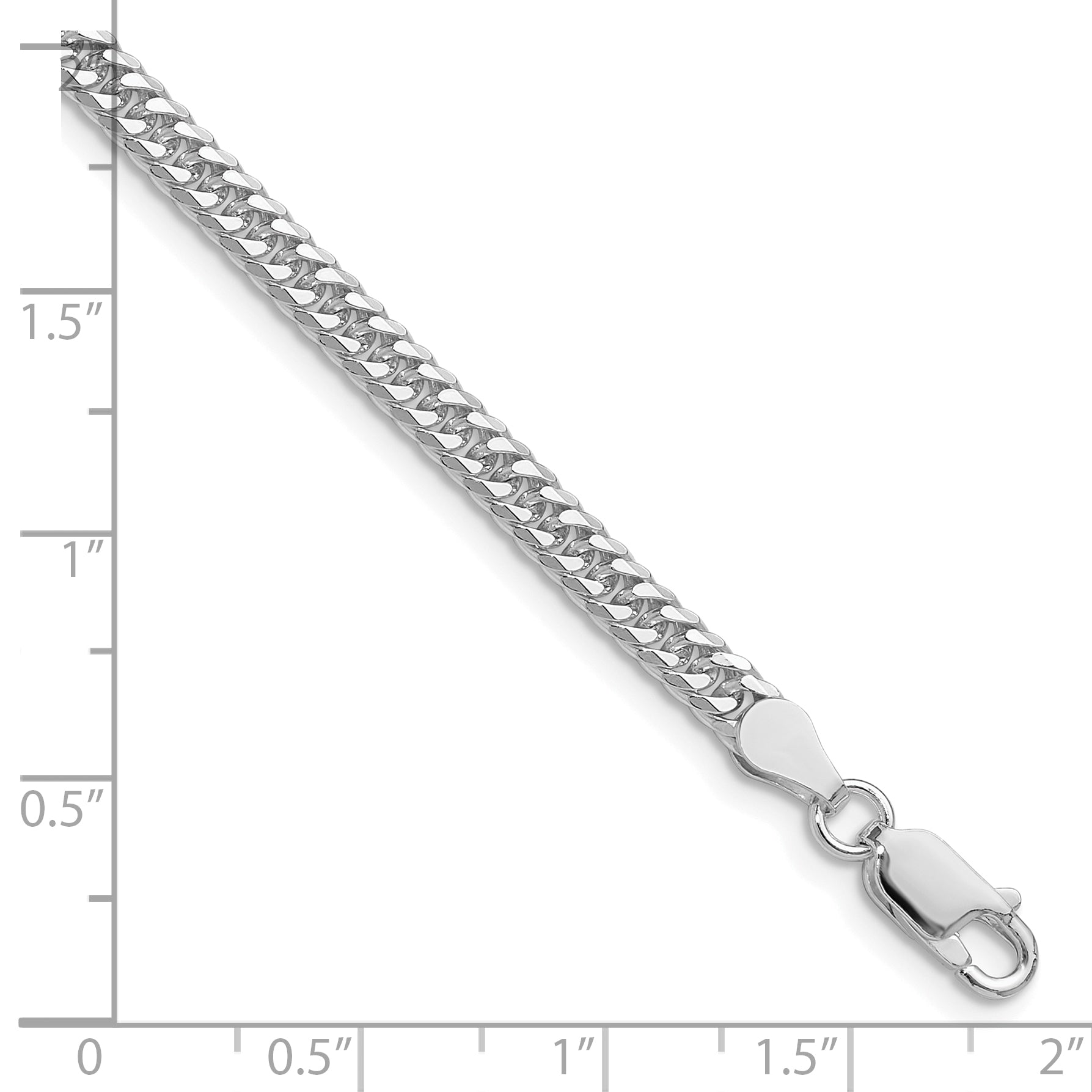 Sterling Silver Rhodium-Plated 3.9mm Double Diamond-Cut Curb Chain Secondary image