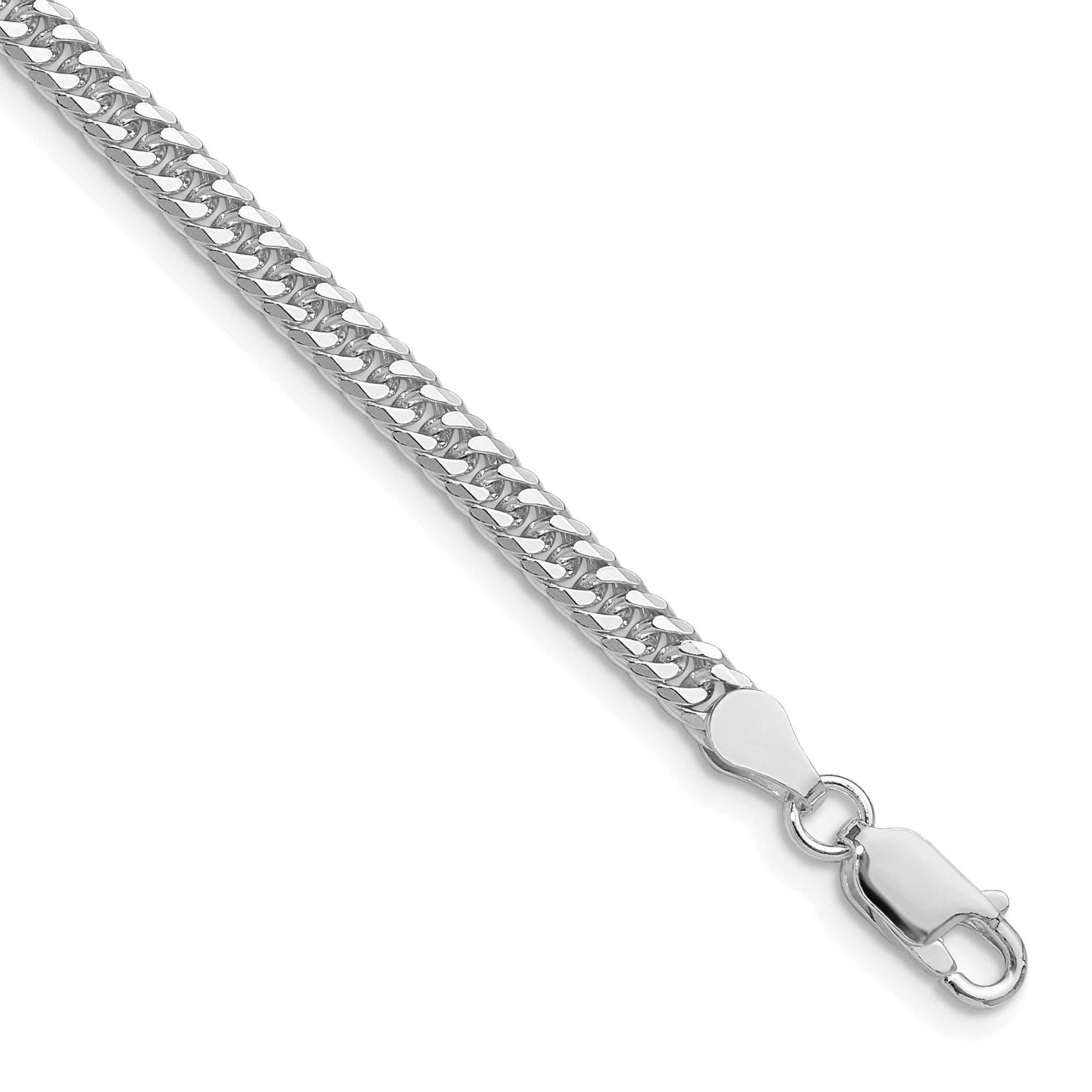 Sterling Silver Rhodium-plated 3.9mm Double Diamond-Cut Curb Chain