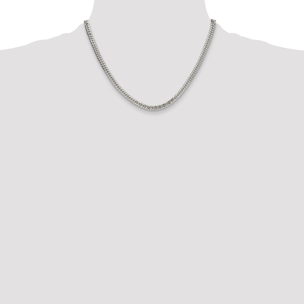 Sterling Silver Polished 4.8mm Double Diamond-cut Curb Chain