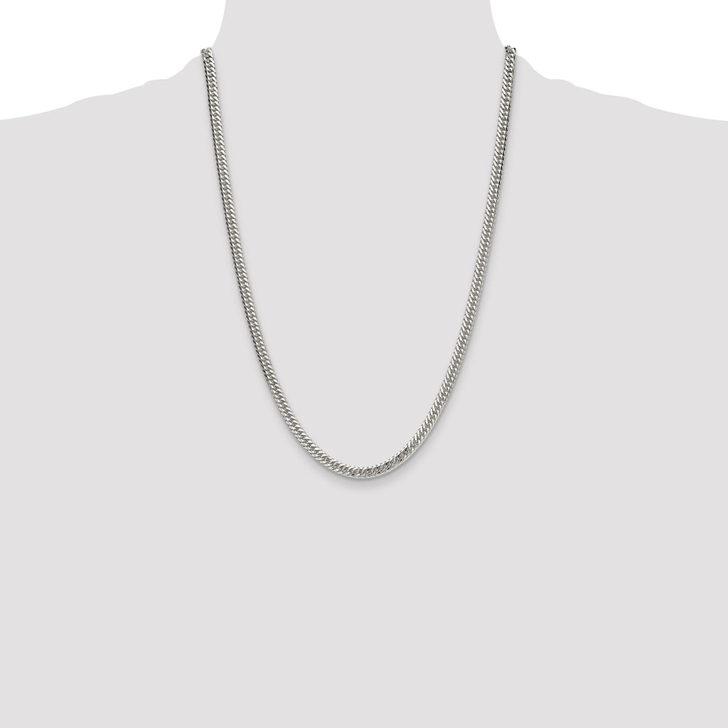 Sterling Silver Polished 4.8mm Double Diamond-cut Curb Chain
