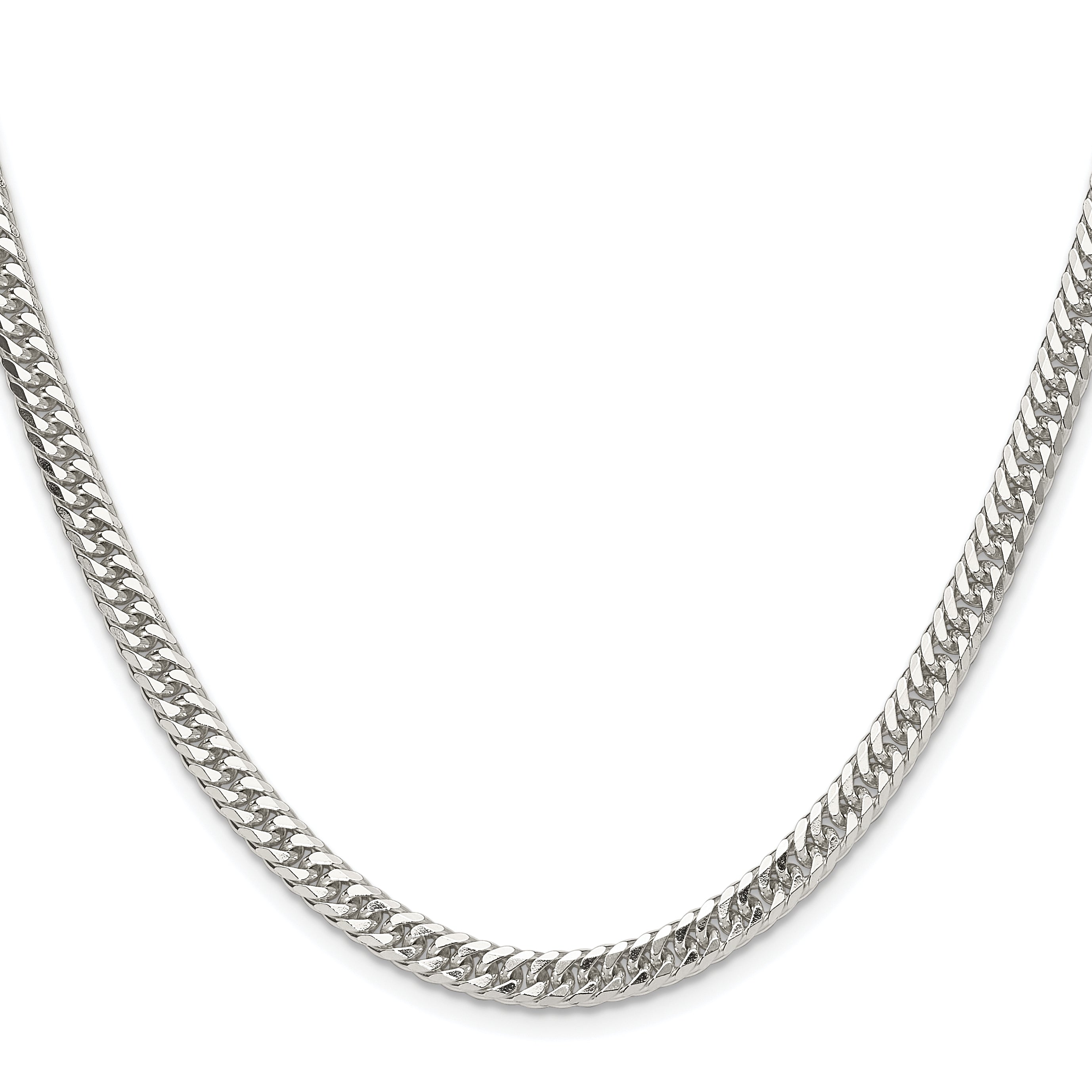 Sterling Silver Rhodium-plated 4.8mm Double Diamond-cut Curb Chain