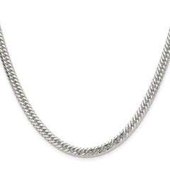 Sterling Silver Rhodium-plated 4.8mm Double Diamond-cut Curb Chain