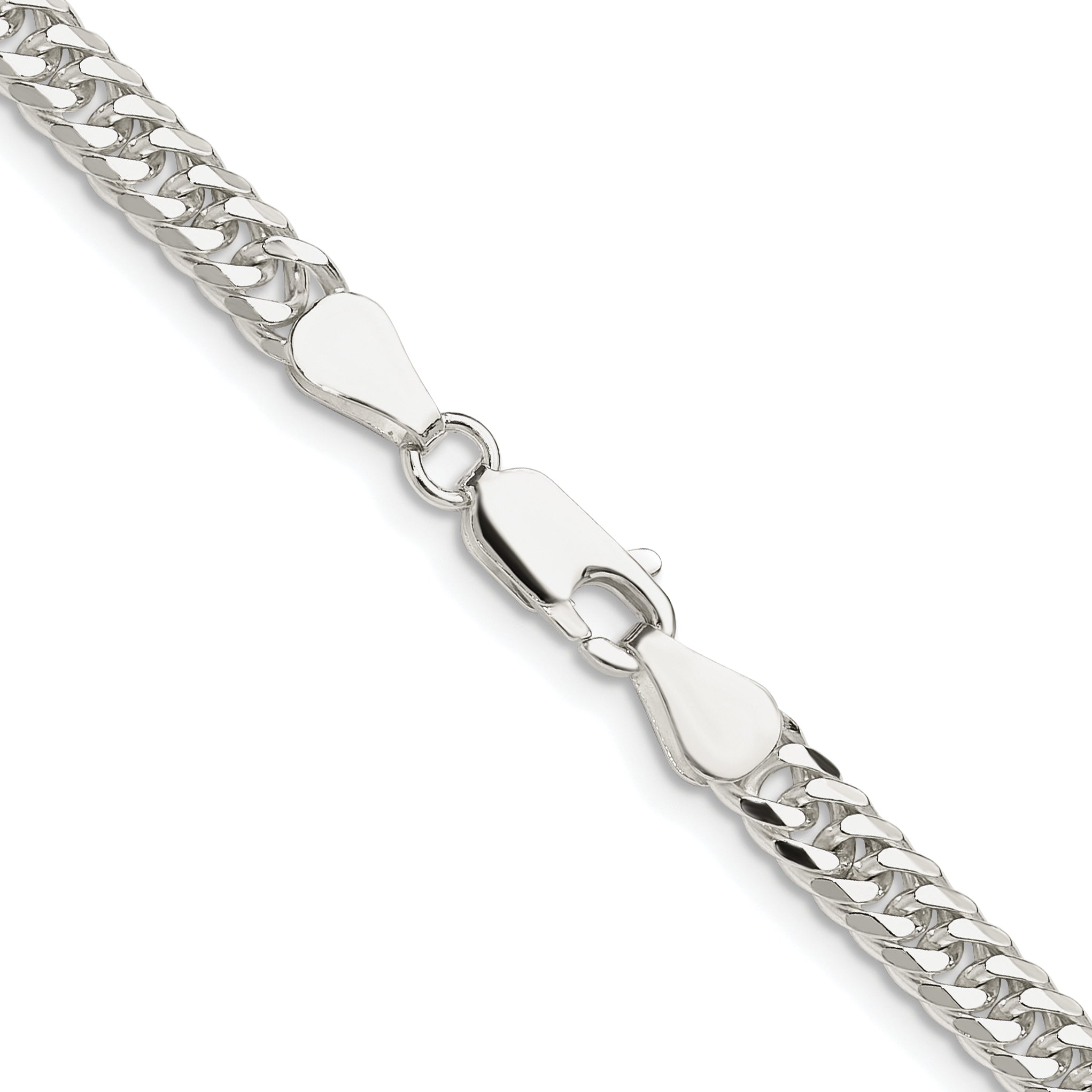 Sterling Silver Rhodium-plated 4.8mm Double Diamond-cut Curb Chain