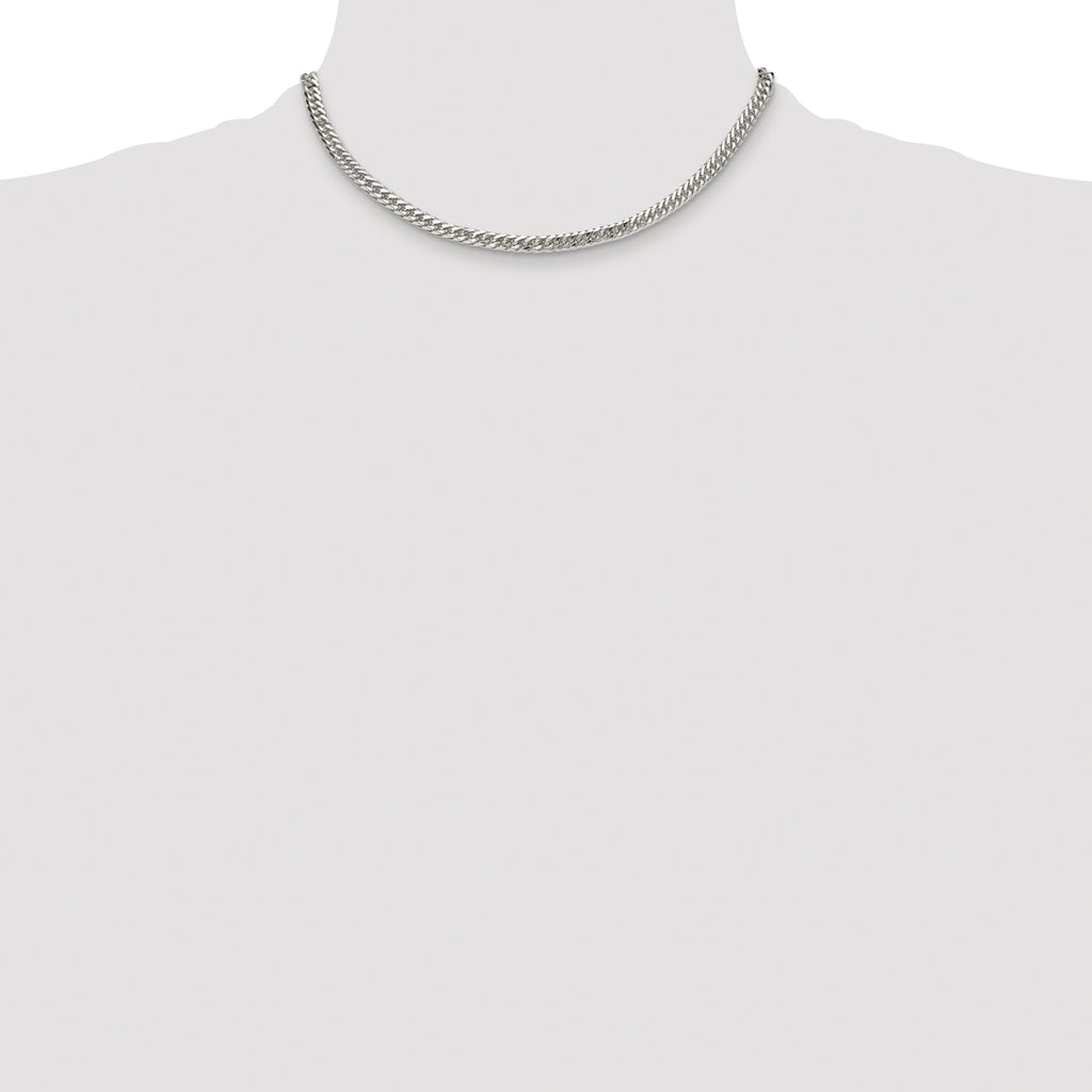Sterling Silver Rhodium-plated 4.8mm Double Diamond-cut Curb Chain