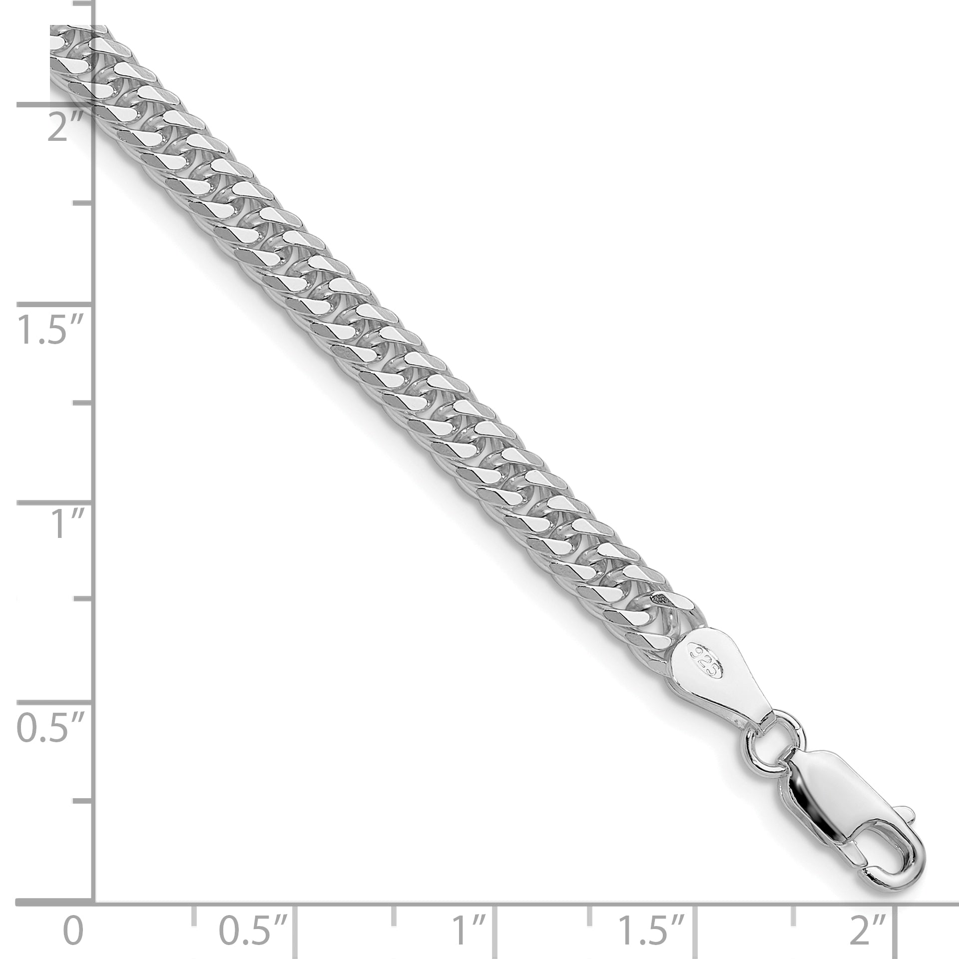 Sterling Silver Rhodium-plated 4.8mm Double Diamond-cut Curb Chain Secondary image