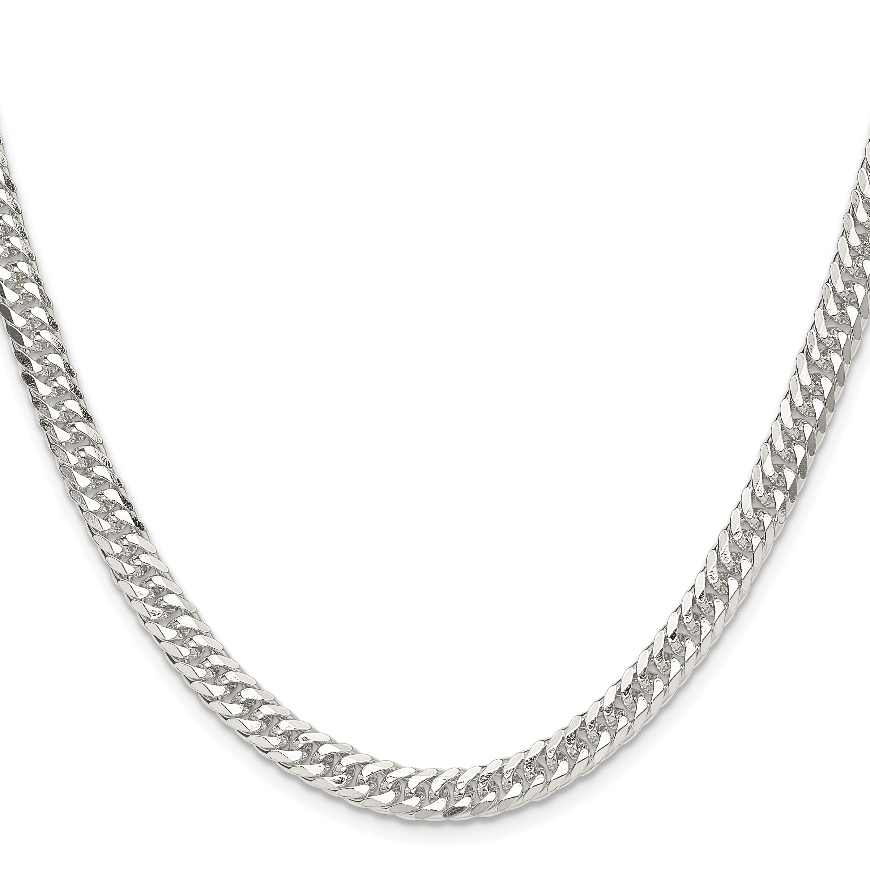 Sterling Silver Rhodium-plated 5.7mm Double Diamond-cut Curb Chain
