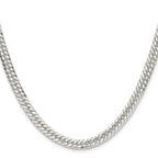 Sterling Silver Rhodium-plated 5.7mm Double Diamond-cut Curb Chain