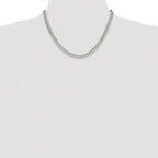 Sterling Silver Rhodium-plated 5.7mm Double Diamond-cut Curb Chain