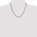 Sterling Silver Rhodium-plated 5.7mm Double Diamond-cut Curb Chain