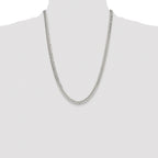 Sterling Silver Rhodium-plated 5.7mm Double Diamond-cut Curb Chain