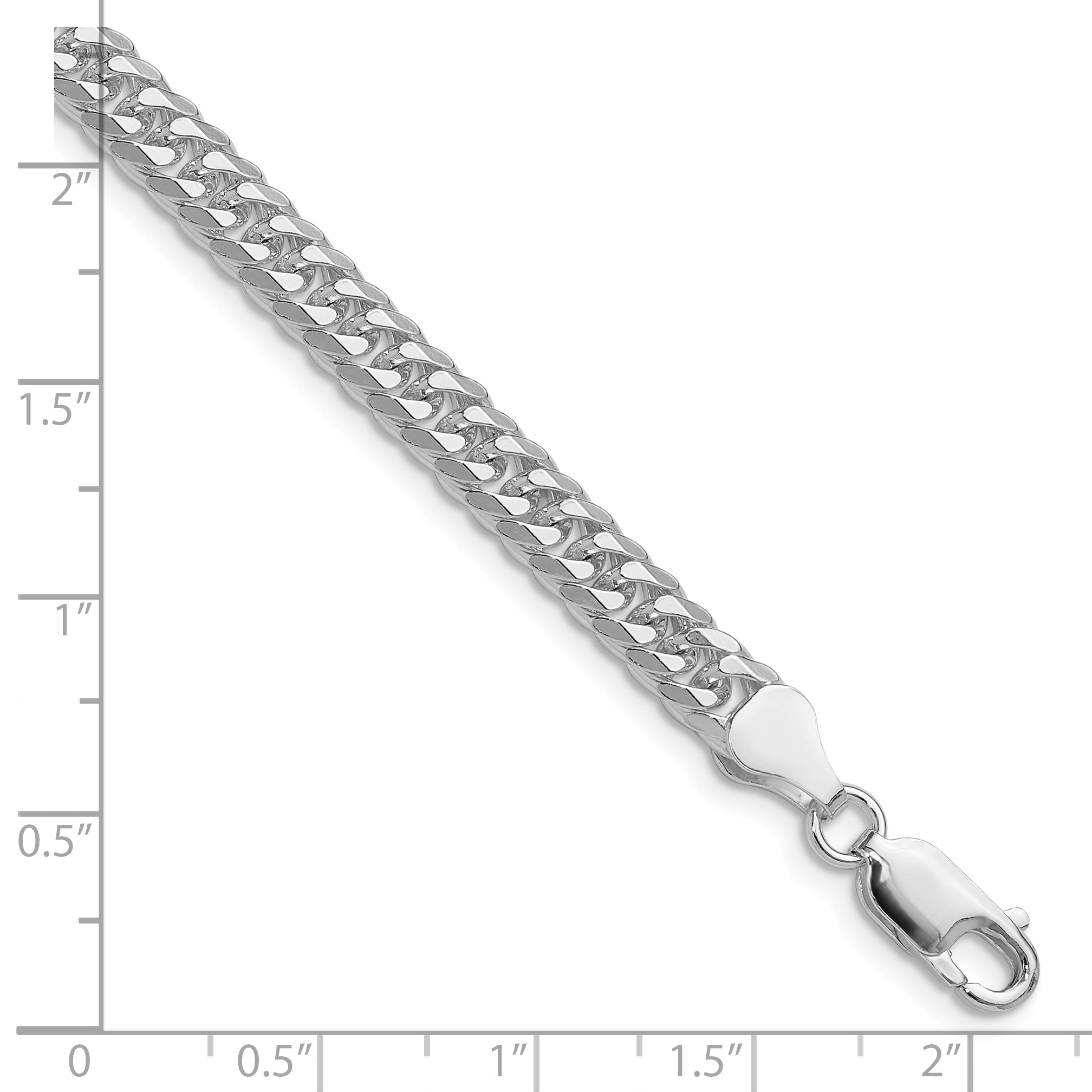 Sterling Silver Rhodium-plated 5.7mm Double Diamond-cut Curb Chain
