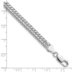 Sterling Silver Rhodium-plated 5.7mm Double Diamond-cut Curb Chain