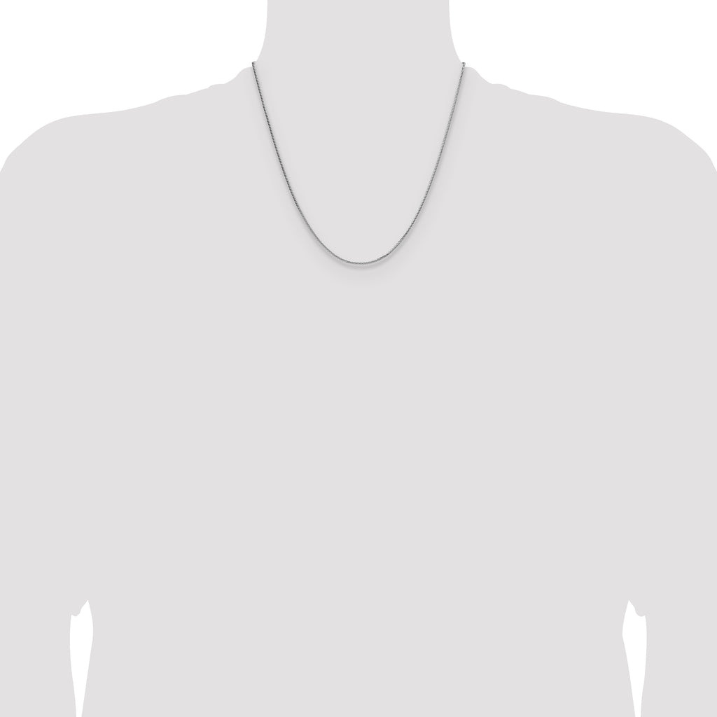 Sterling Silver Rhodium-plated 1.45mm 8 Sided D/C Double Spiga Chain