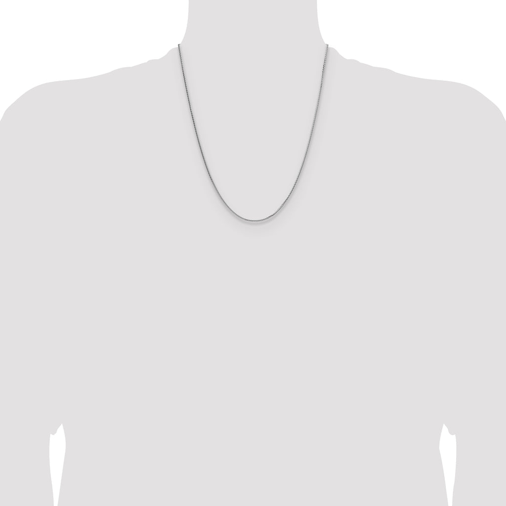 Sterling Silver Rhodium-plated 1.45mm 8 Sided D/C Double Spiga Chain