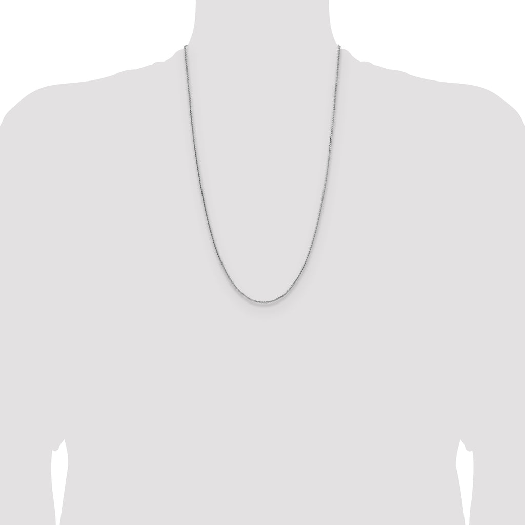 Sterling Silver Rhodium-plated 1.45mm 8 Sided D/C Double Spiga Chain