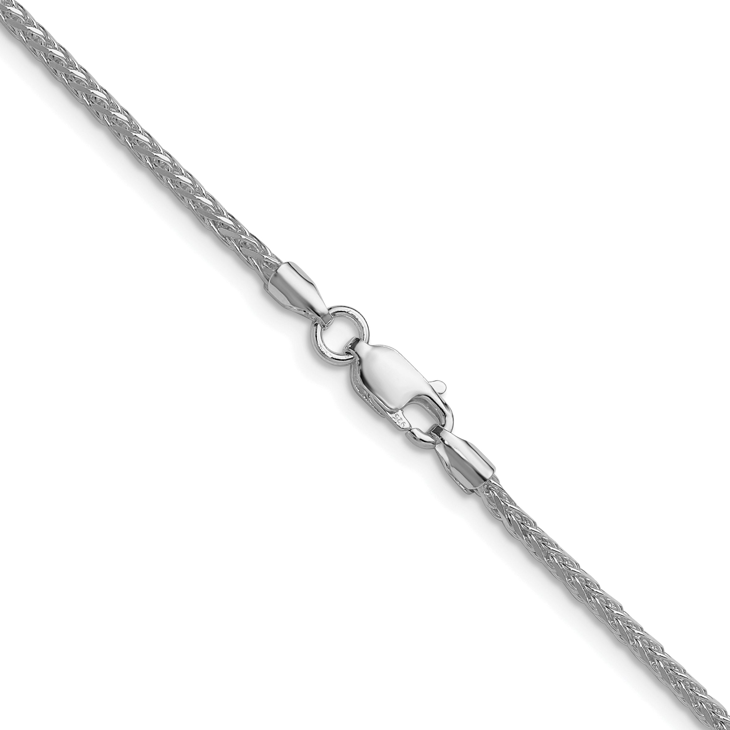 Sterling Silver Rhodium-plated 2.0mm 8 Sided D/C Double Spiga Chain