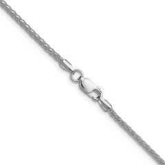 Sterling Silver Rhodium-plated 2.0mm 8 Sided D/C Double Spiga Chain