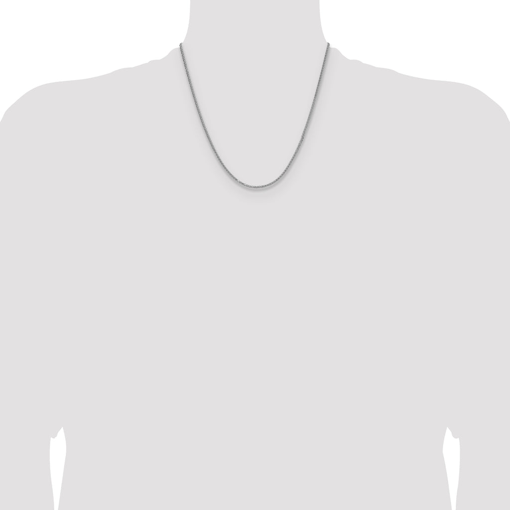 Sterling Silver Rhodium-plated 2.0mm 8 Sided D/C Double Spiga Chain