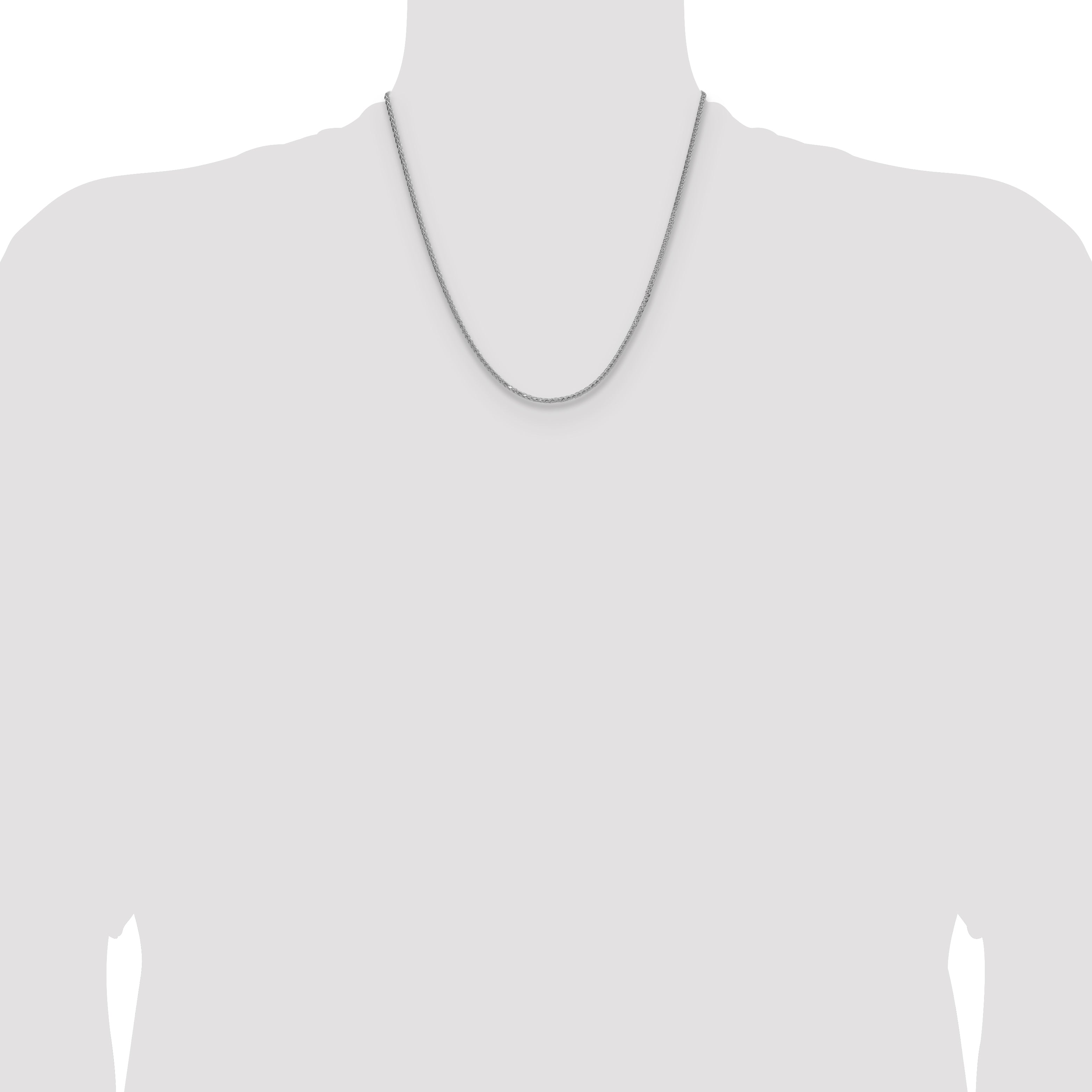 Sterling Silver Rhodium-plated 2.0mm 8 Sided D/C Double Spiga Chain