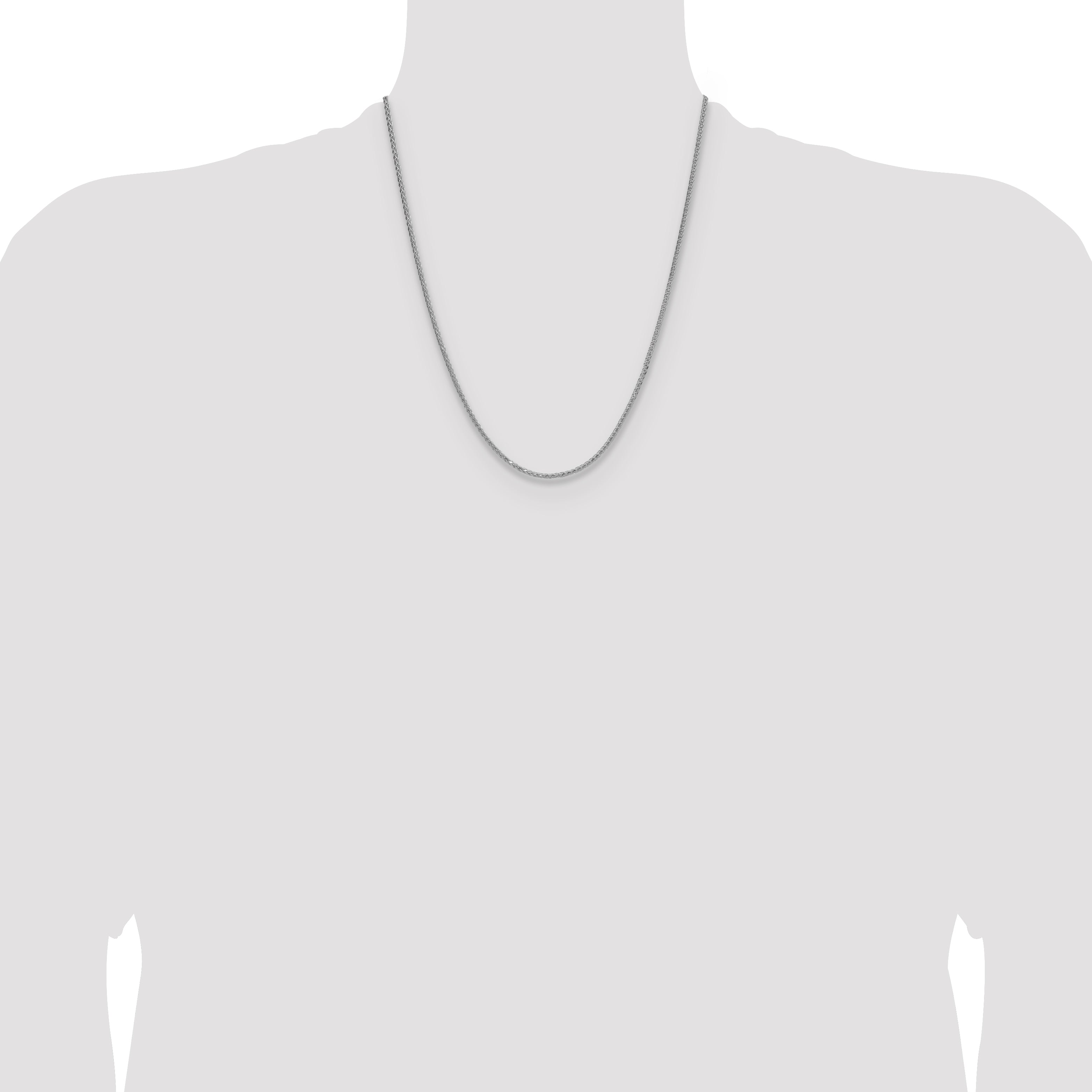 Sterling Silver Rhodium-plated 2.0mm 8 Sided D/C Double Spiga Chain