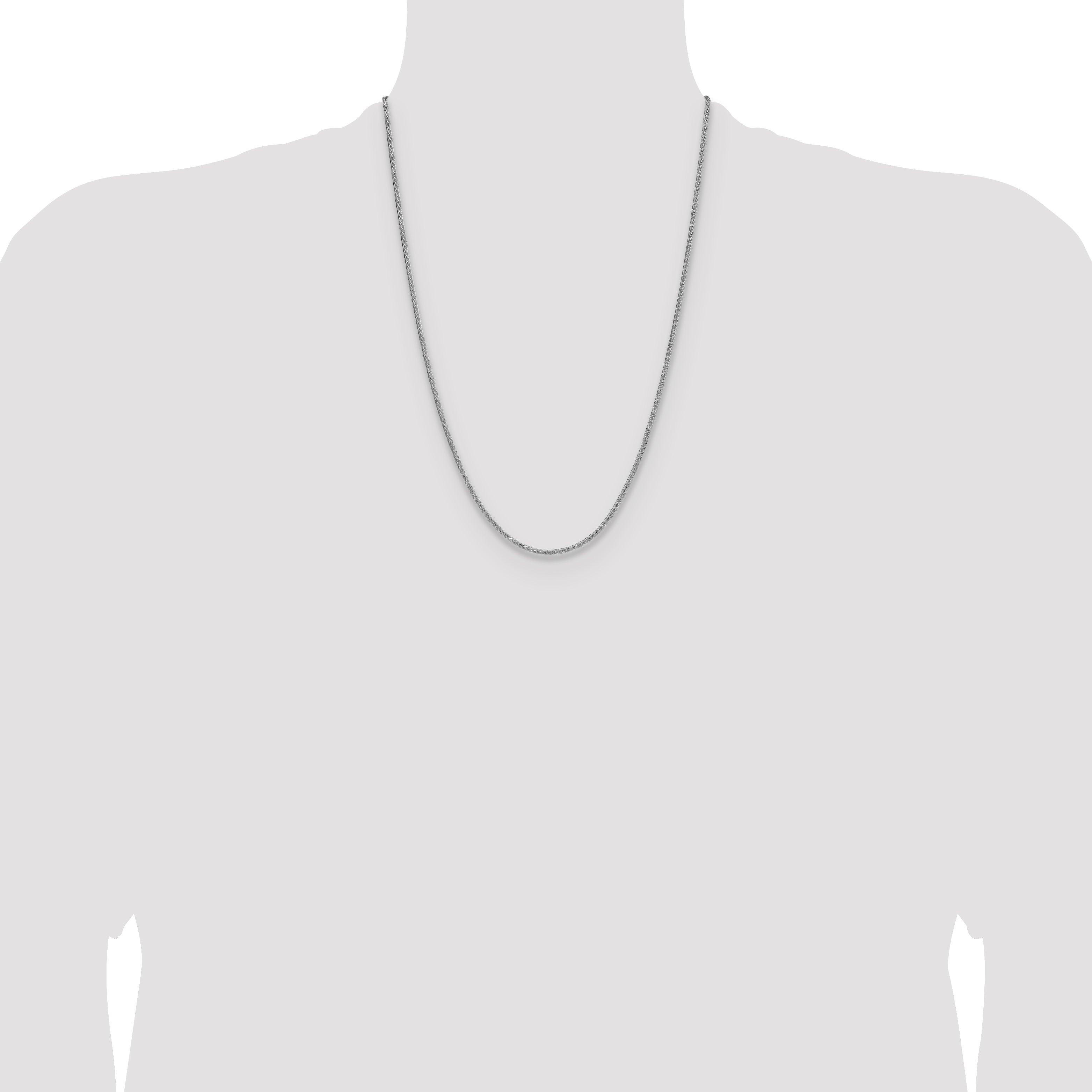 Sterling Silver Rhodium-plated 2.0mm 8 Sided D/C Double Spiga Chain