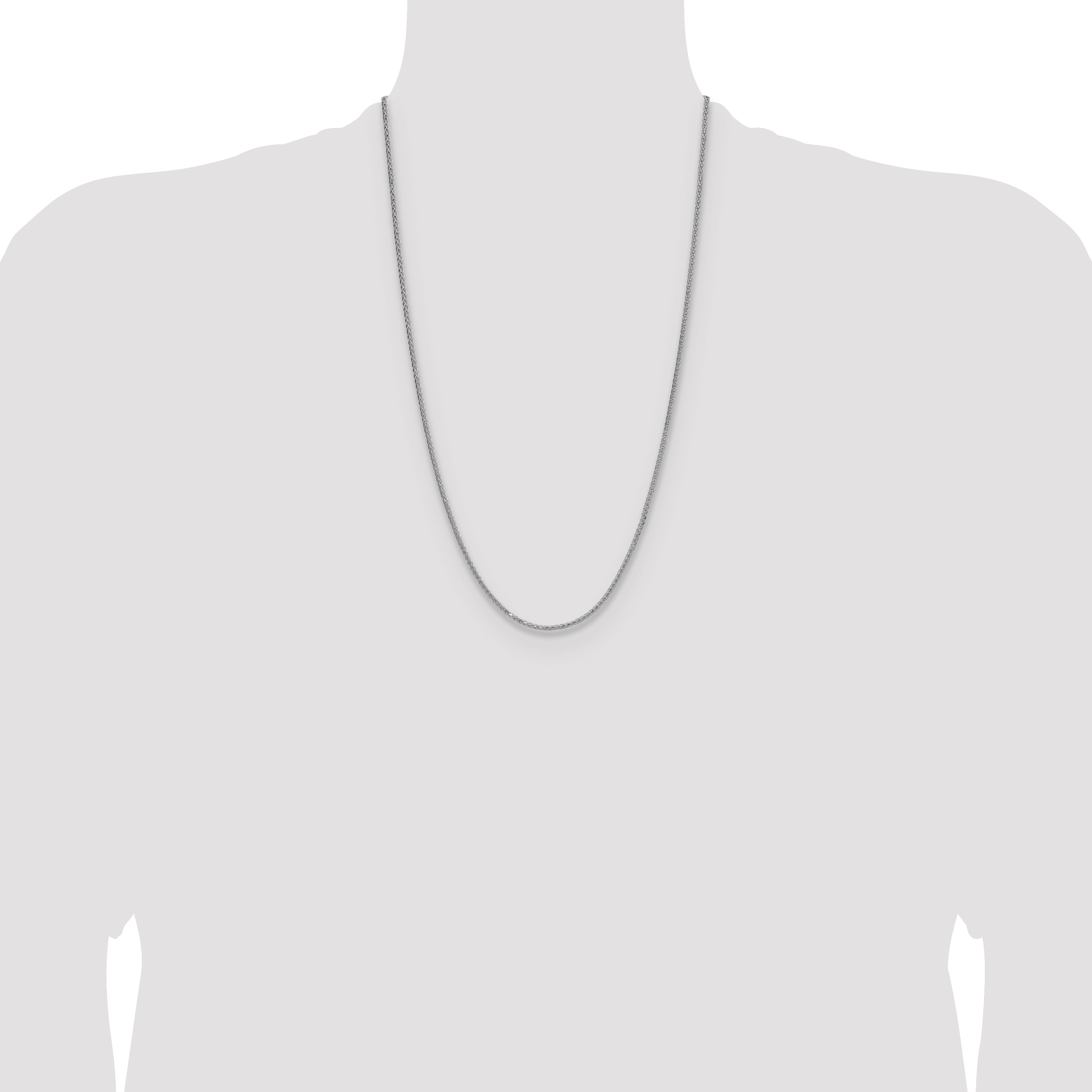Sterling Silver Rhodium-plated 2.0mm 8 Sided D/C Double Spiga Chain