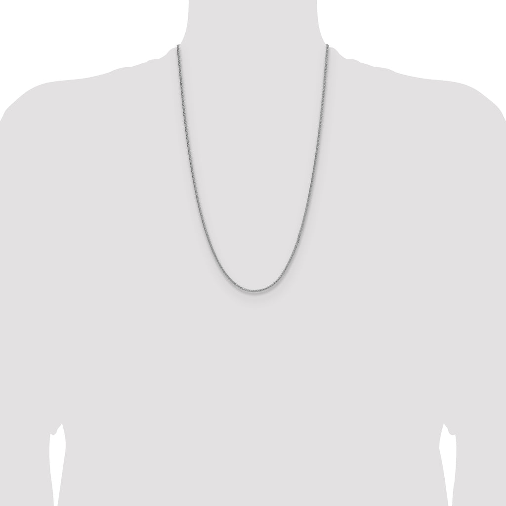Sterling Silver Rhodium-plated 2.0mm 8 Sided D/C Double Spiga Chain