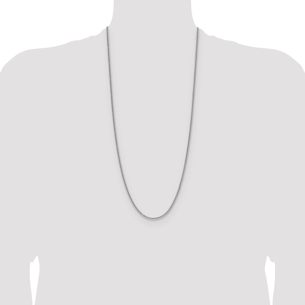 Sterling Silver Rhodium-plated 2.0mm 8 Sided D/C Double Spiga Chain