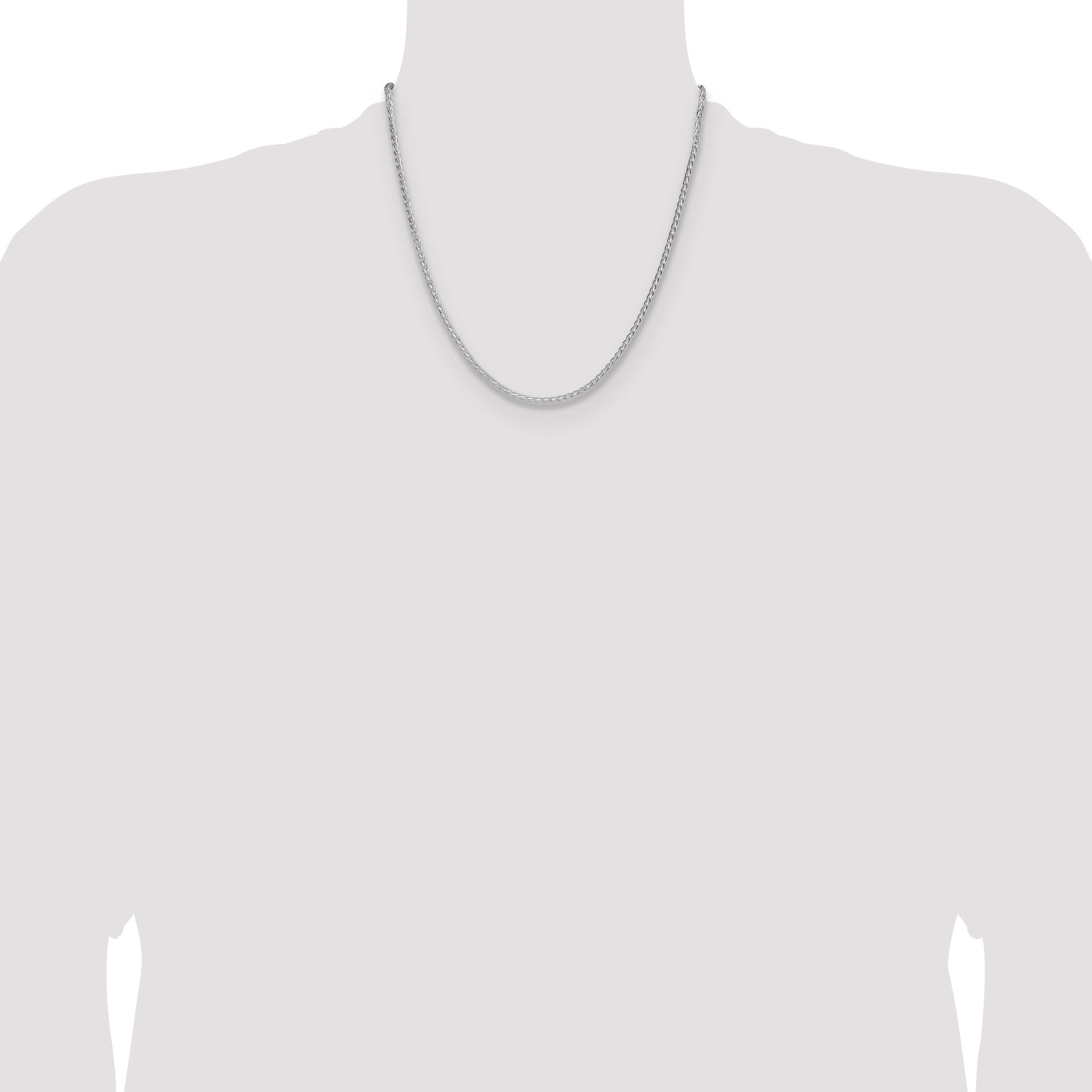 Sterling Silver Rhodium-plated 2.5mm 8 Sided D/C Double Spiga Chain