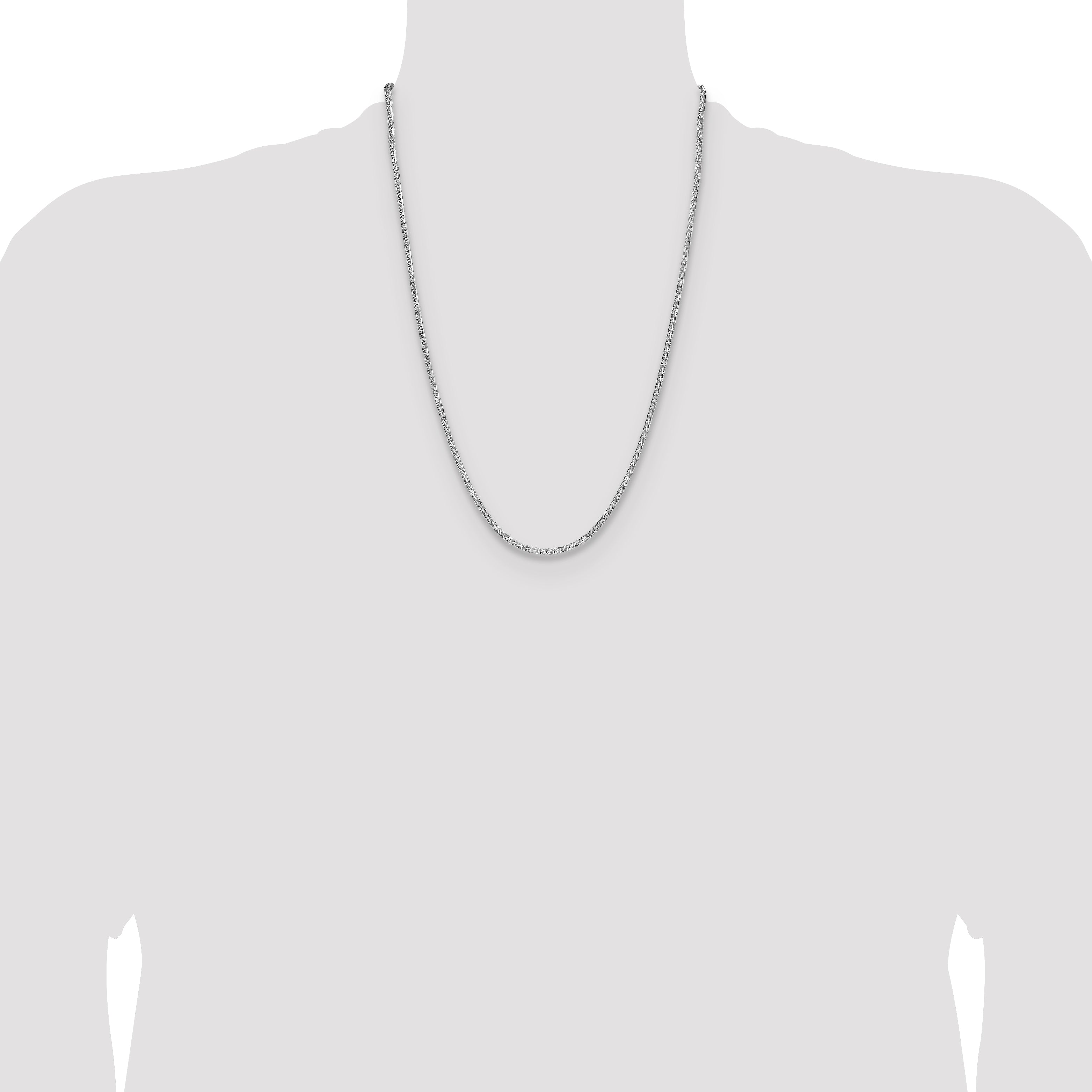 Sterling Silver Rhodium-plated 2.5mm 8 Sided D/C Double Spiga Chain