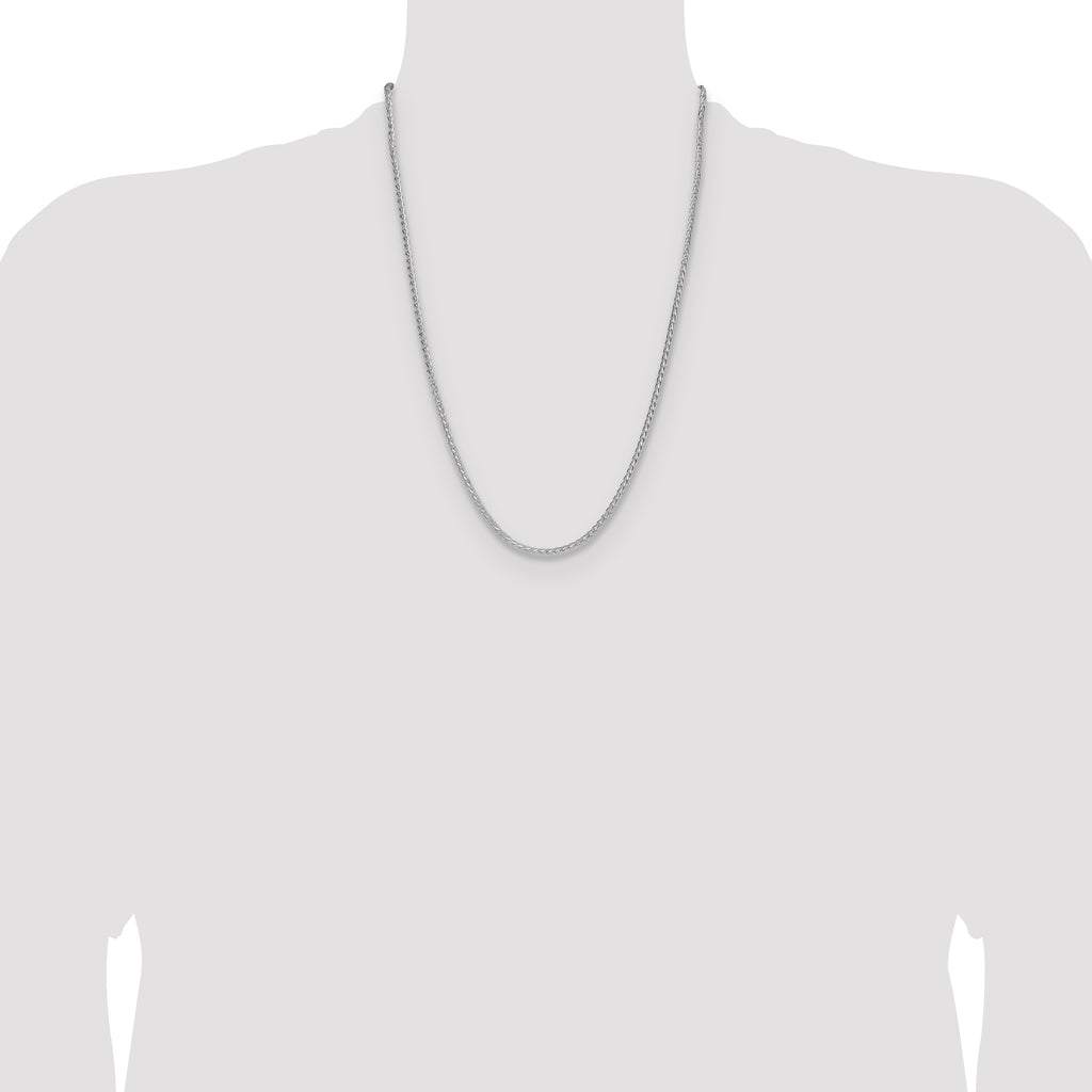 Sterling Silver Rhodium-plated 2.5mm 8 Sided D/C Double Spiga Chain