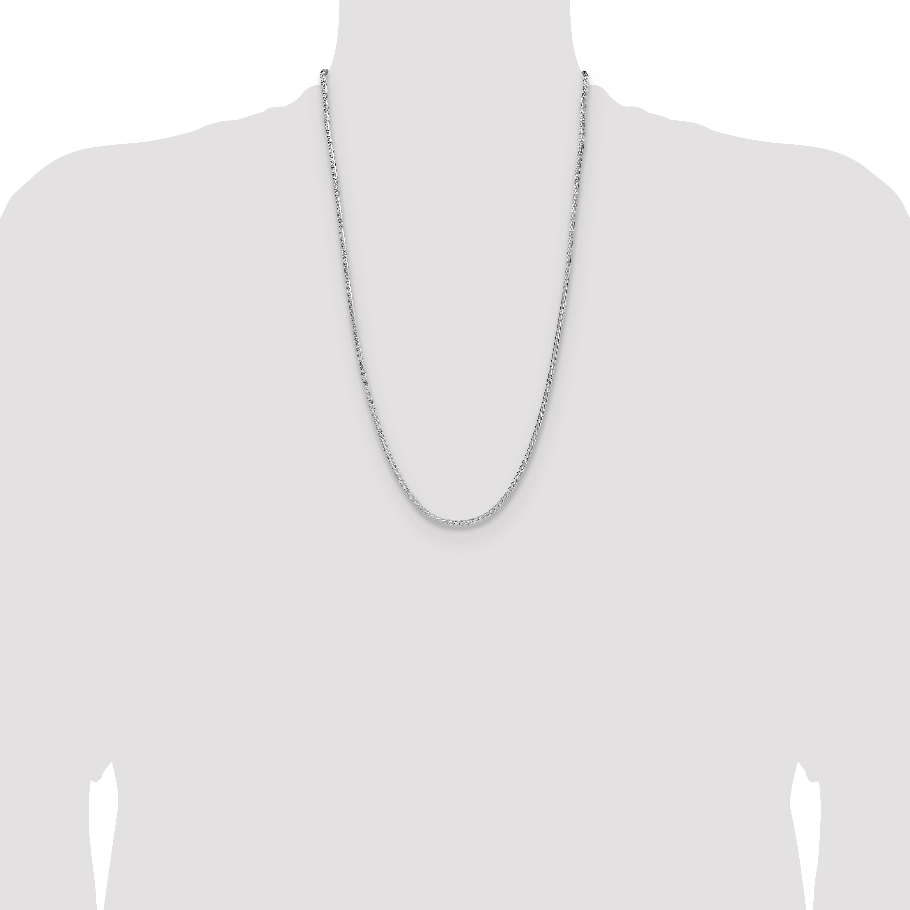 Sterling Silver Rhodium-plated 2.5mm 8 Sided D/C Double Spiga Chain
