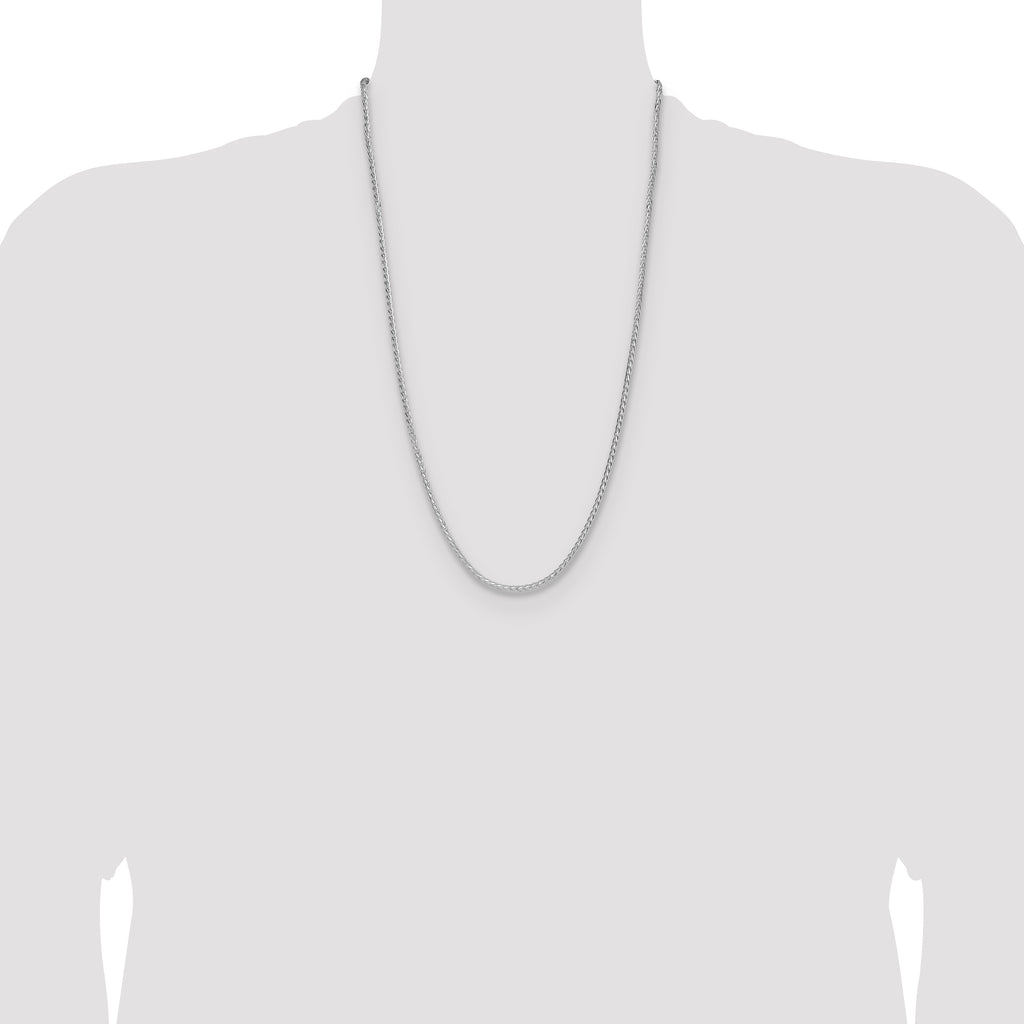 Sterling Silver Rhodium-plated 2.5mm 8 Sided D/C Double Spiga Chain