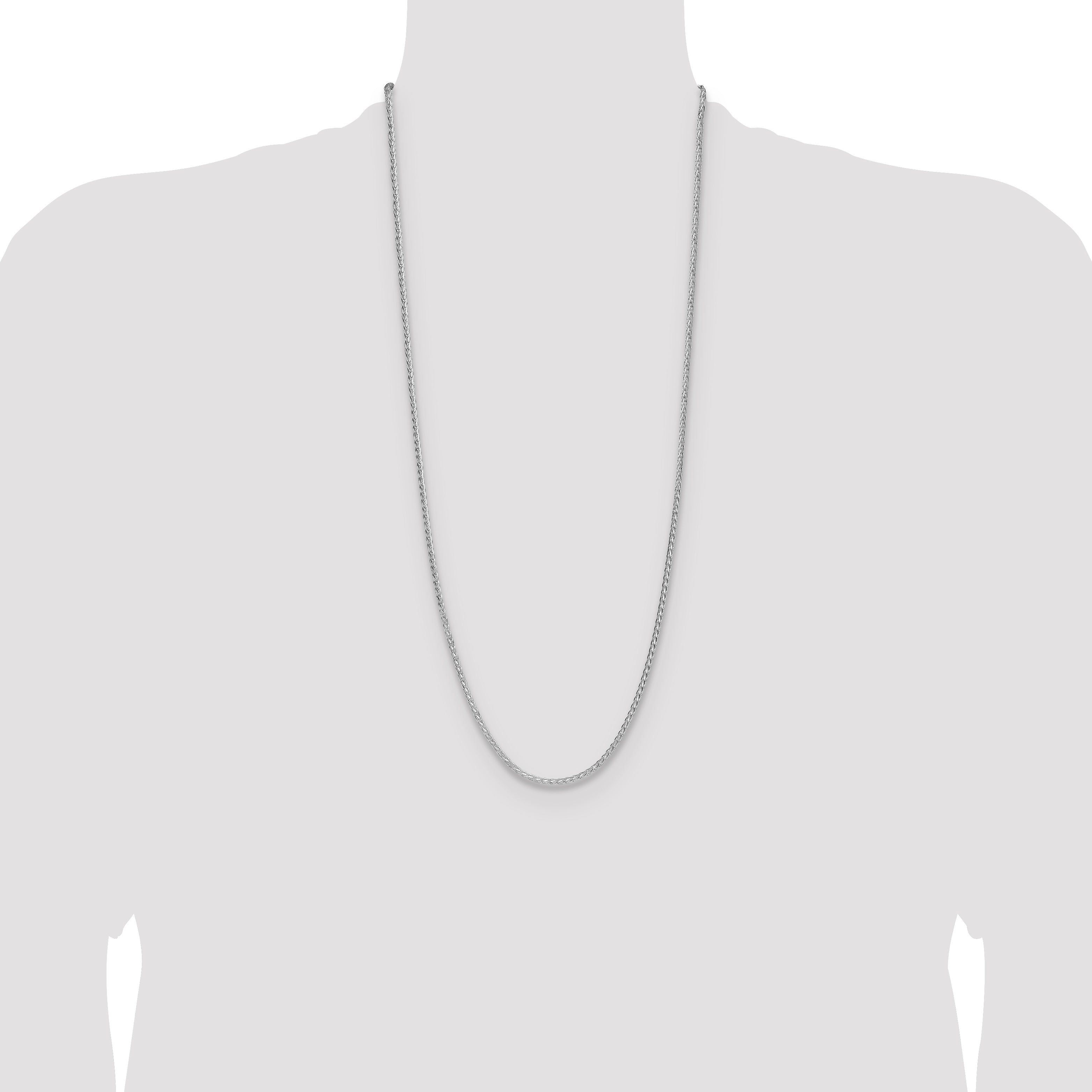 Sterling Silver Rhodium-plated 2.5mm 8 Sided D/C Double Spiga Chain
