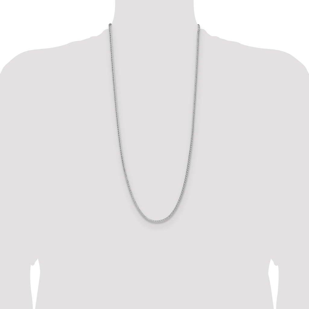 Sterling Silver Rhodium-plated 2.5mm 8 Sided D/C Double Spiga Chain